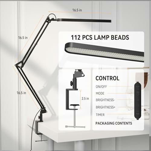 Lámpara de escritorio ajustable con control remoto y 112 LED.